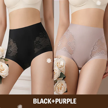 Womens High-Waist Lace Seamless Stretch Silky Underwear