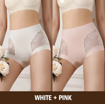 Womens High-Waist Lace Seamless Stretch Silky Underwear