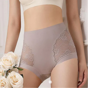 Womens High-Waist Lace Seamless Stretch Silky Underwear