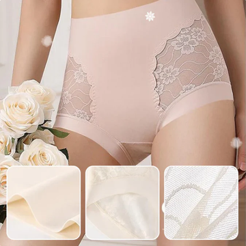 Womens High-Waist Lace Seamless Stretch Silky Underwear
