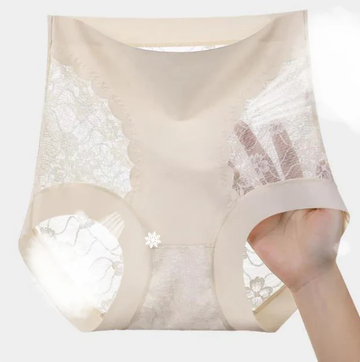 Womens High-Waist Lace Seamless Stretch Silky Underwear