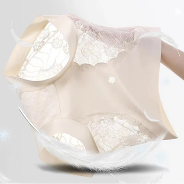 Womens High-Waist Lace Seamless Stretch Silky Underwear