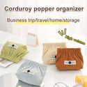 2 Pièces Organisateur élastique Velours Côtelé - Pochette Rangement Bijoux, élastiques à Cheveux - Voyage Portable - 2