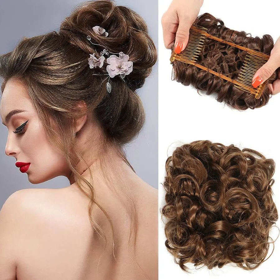 🔥Short Messy Curly Dish Hair Bun Extension