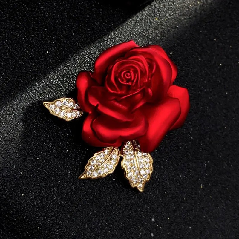 High quality enamel rose brooch