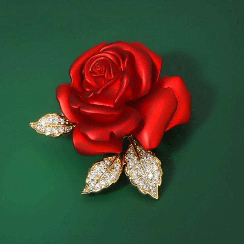 High quality enamel rose brooch