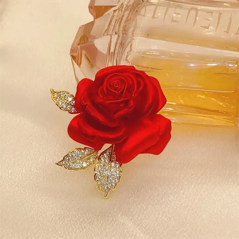 High quality enamel rose brooch