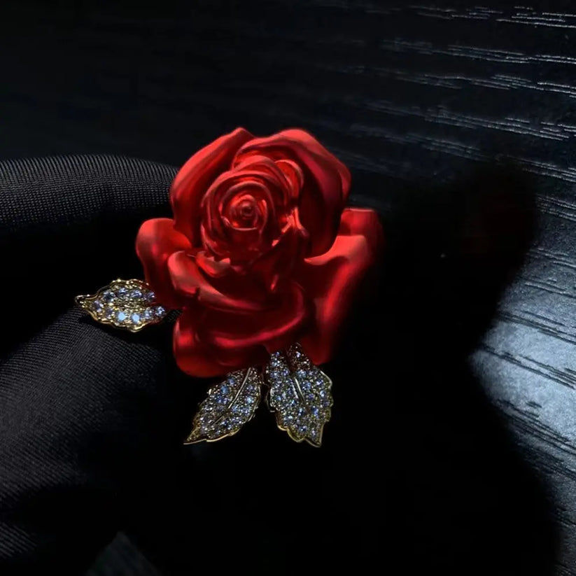 High quality enamel rose brooch