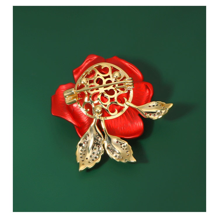 High quality enamel rose brooch