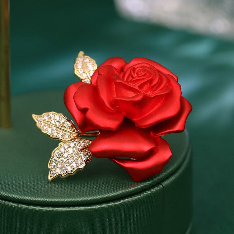 High quality enamel rose brooch