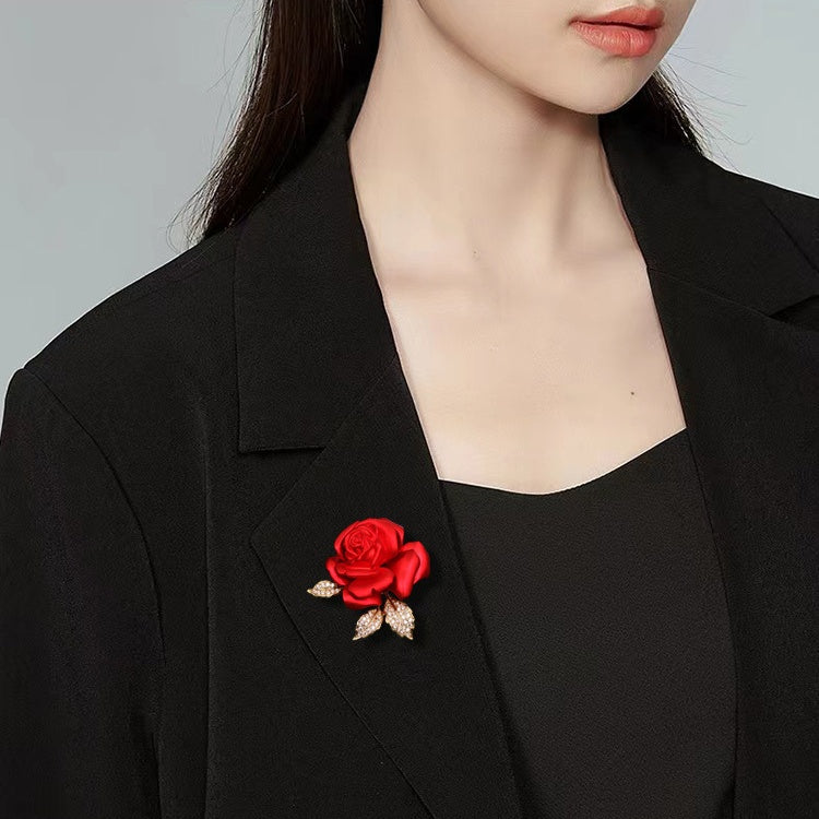 High quality enamel rose brooch