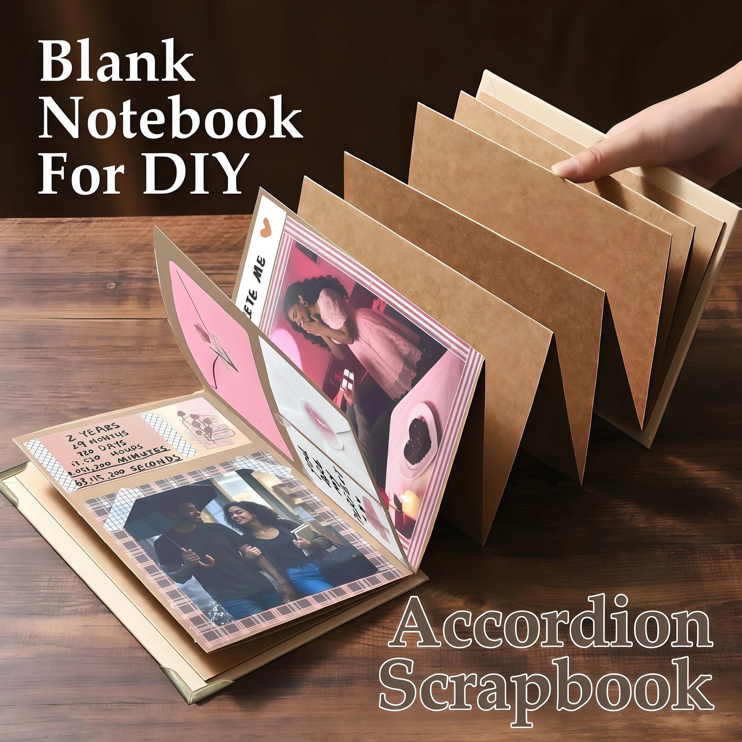 Accordion Scrapbook Album | DIY Foldable Photo Memory Book Gift Set for Couples, Travel & Family✨
