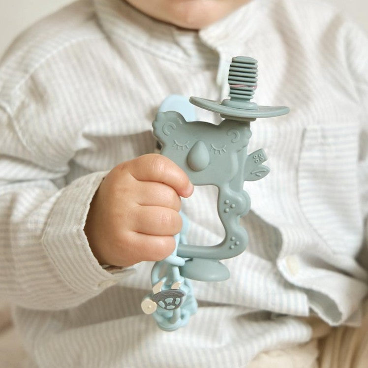 2-in-1 Koala Baby Teether & Training Toothbrush 🍼 | BPA-Free Silicone Teething Toy for Infants