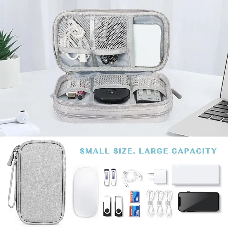 💼Travel Cable Organizer Pouch | Double Layer Waterproof Electronics Storage Bag for Charger, USB & Accessories✨