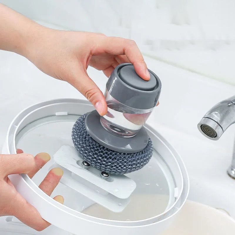 Kitchen Soap Dispensing Palm Brush | Easy Dishwashing & Cleaning Brush