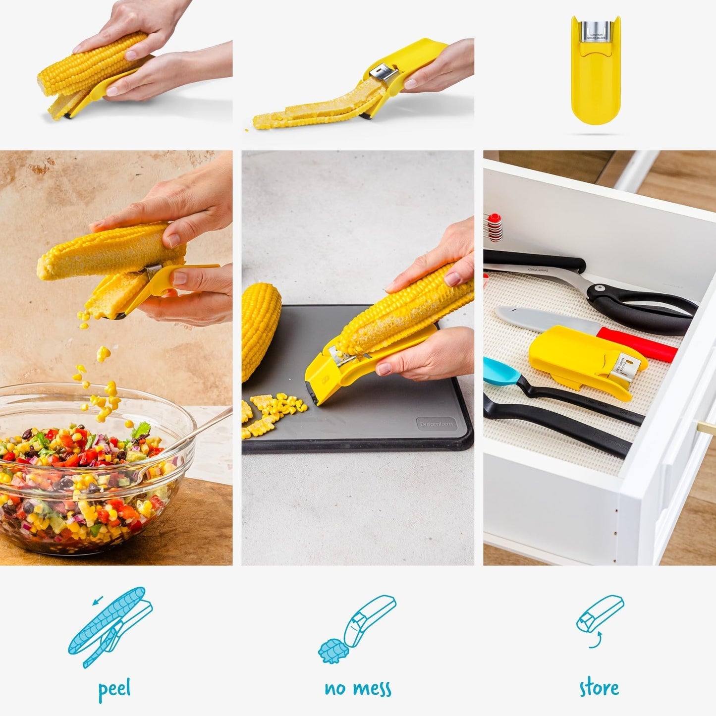 🌽Stainless Steel Corn Peeler & Kernel Remover | Quick Corn Stripper Kitchen Tool✨