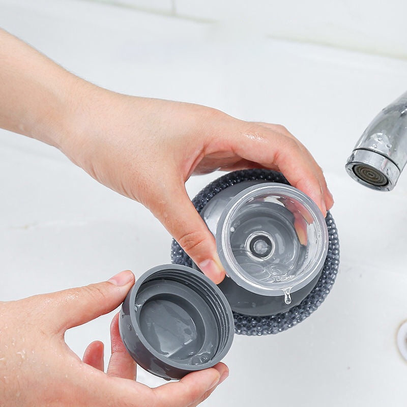Kitchen Soap Dispensing Palm Brush | Easy Dishwashing & Cleaning Brush
