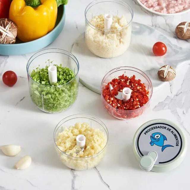 200ML Manual Garlic Crusher & Food Chopper 🥗 | Hand Pull Vegetable Cutter for Kitchen Cooking