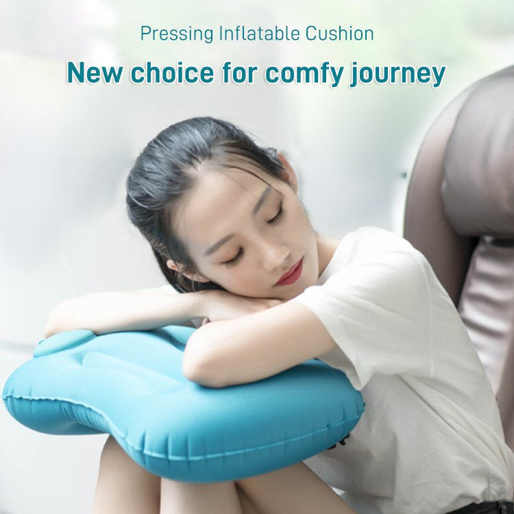 🚄Inflatable U-shaped Travel Pillow (Press Type) - Pump Included (30s Inflation) + Compact and Portable: Comfortable During Train/Car Travel!