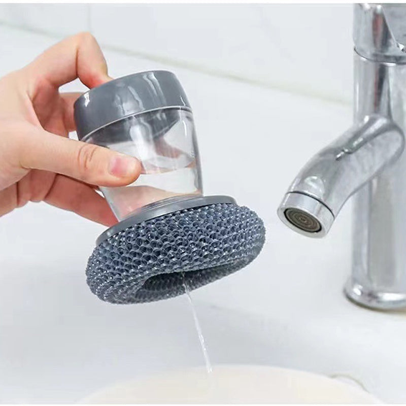 Kitchen Soap Dispensing Palm Brush | Easy Dishwashing & Cleaning Brush
