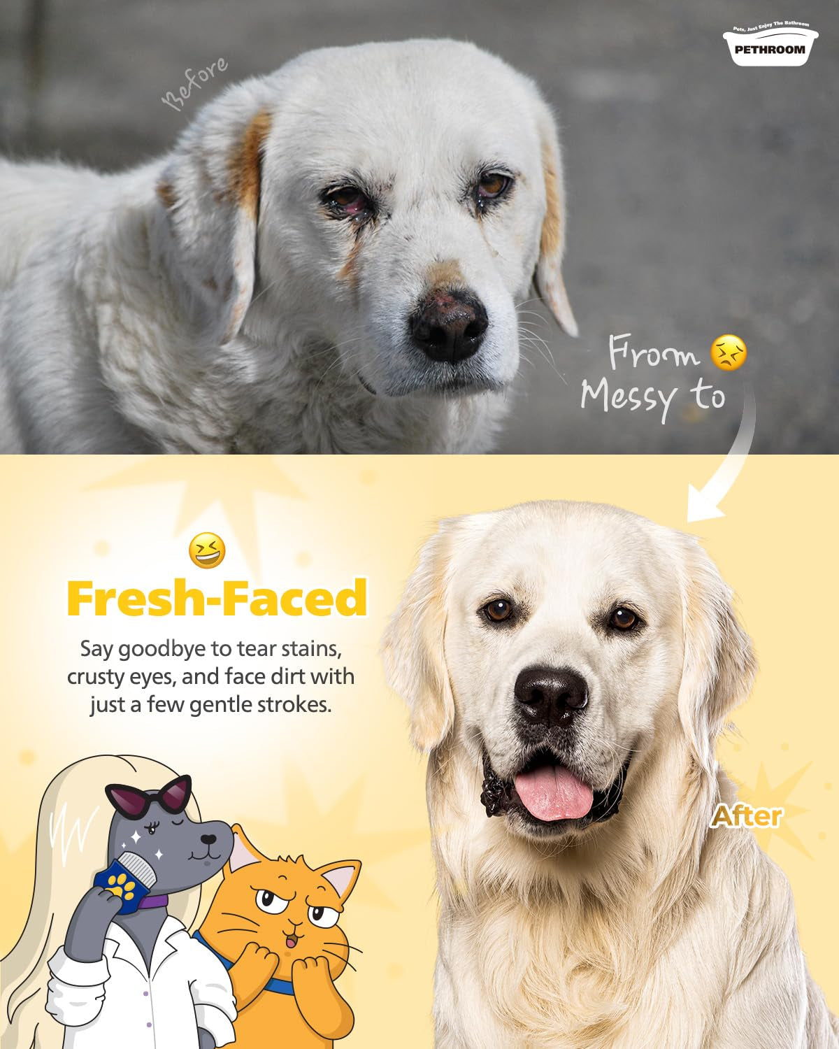 🐾Pet Eye Cleaning Brush | Gentle Tear Stain Remover for Dogs & Cats✨