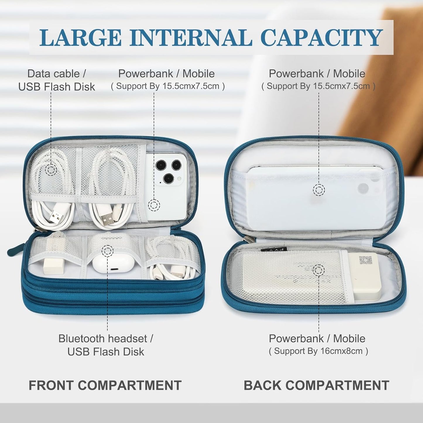 💼Travel Cable Organizer Pouch | Double Layer Waterproof Electronics Storage Bag for Charger, USB & Accessories✨