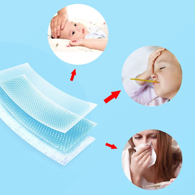🧊 Summer Cooling Fever Relief Patches – 5 Bags Set (2 Patches Each) | Instant Cooling Stickers for Kids & Adults ❄️