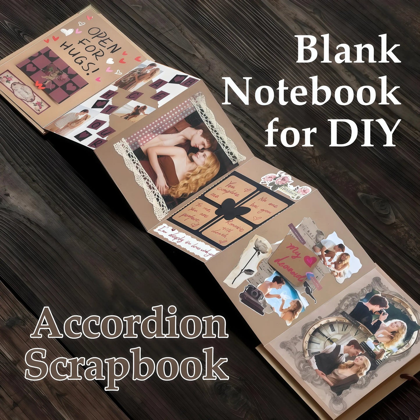 Accordion Scrapbook Album | DIY Foldable Photo Memory Book Gift Set for Couples, Travel & Family✨