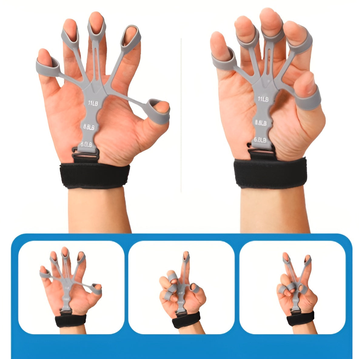 💪Silicone Hand Grip Strengthener | Finger Trainer & Forearm Exerciser for Fitness & Stress Relief✨