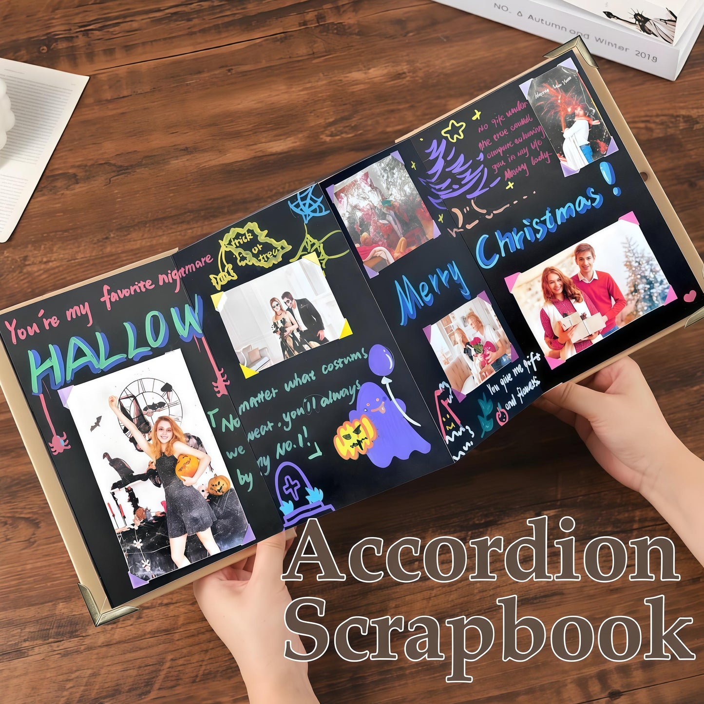 Accordion Scrapbook Album | DIY Foldable Photo Memory Book Gift Set for Couples, Travel & Family✨