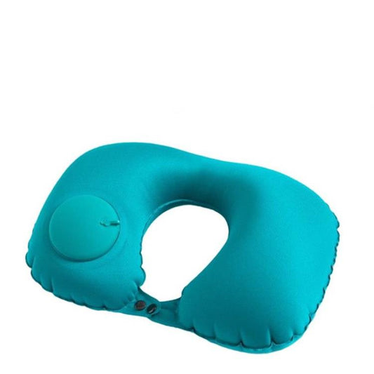 🚄Inflatable U-shaped Travel Pillow (Press Type) - Pump Included (30s Inflation) + Compact and Portable: Comfortable During Train/Car Travel!