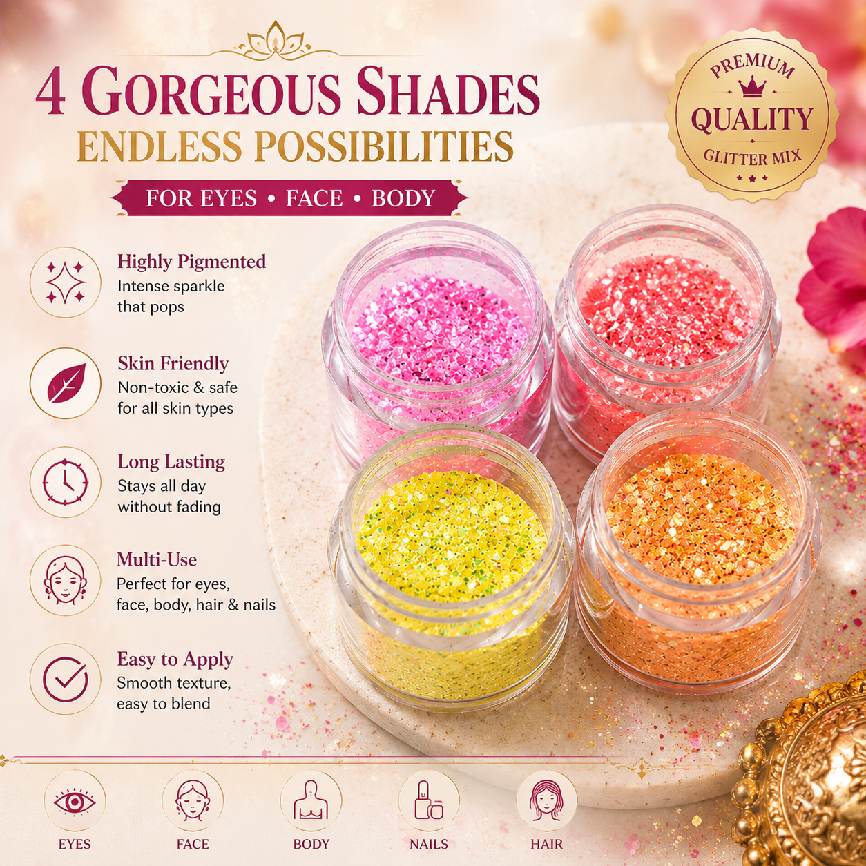 Glitter Eyeshadow Palette | Waterproof Long Lasting Shimmer Matte Eye Makeup💖