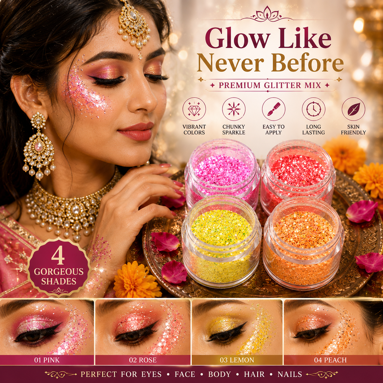 Glitter Eyeshadow Palette | Waterproof Long Lasting Shimmer Matte Eye Makeup💖