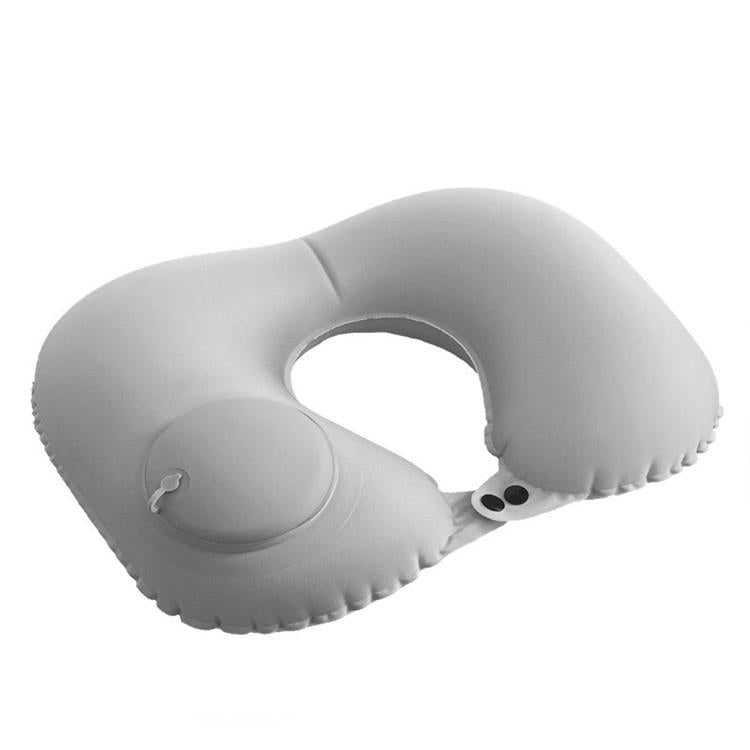 🚄Inflatable U-shaped Travel Pillow (Press Type) - Pump Included (30s Inflation) + Compact and Portable: Comfortable During Train/Car Travel!
