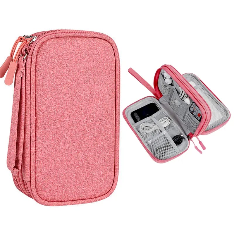💼Travel Cable Organizer Pouch | Double Layer Waterproof Electronics Storage Bag for Charger, USB & Accessories✨