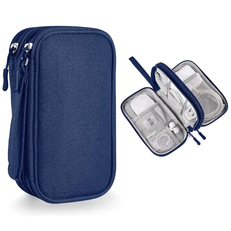 💼Travel Cable Organizer Pouch | Double Layer Waterproof Electronics Storage Bag for Charger, USB & Accessories✨