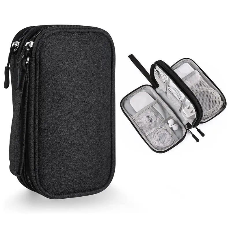 💼Travel Cable Organizer Pouch | Double Layer Waterproof Electronics Storage Bag for Charger, USB & Accessories✨