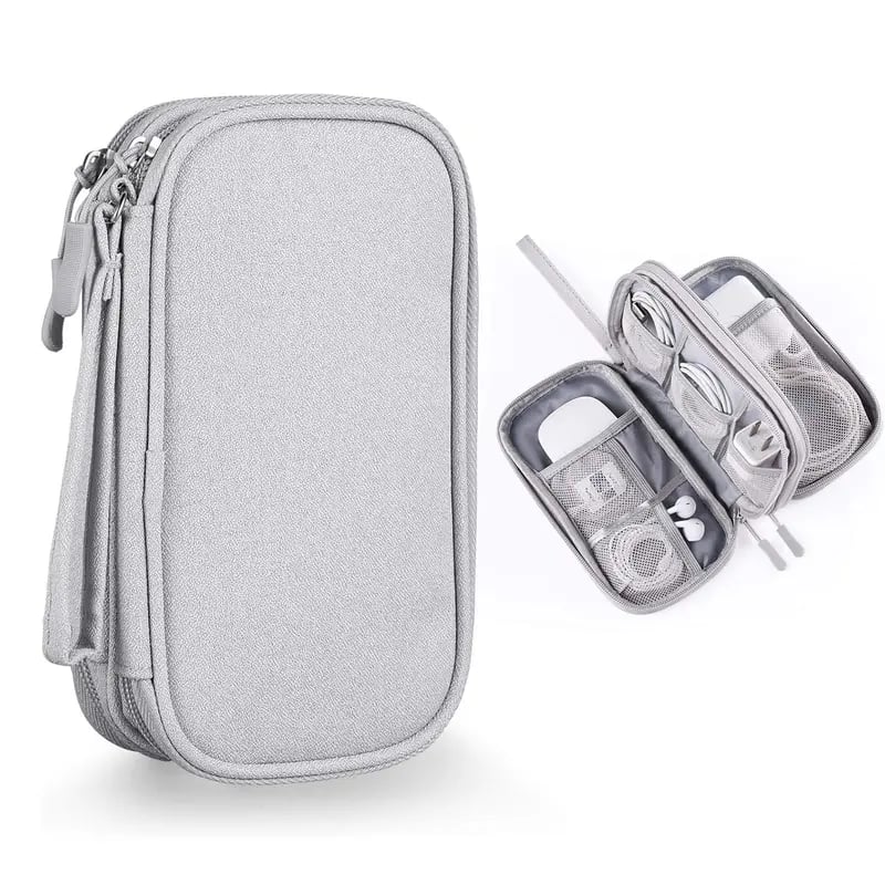 💼Travel Cable Organizer Pouch | Double Layer Waterproof Electronics Storage Bag for Charger, USB & Accessories✨
