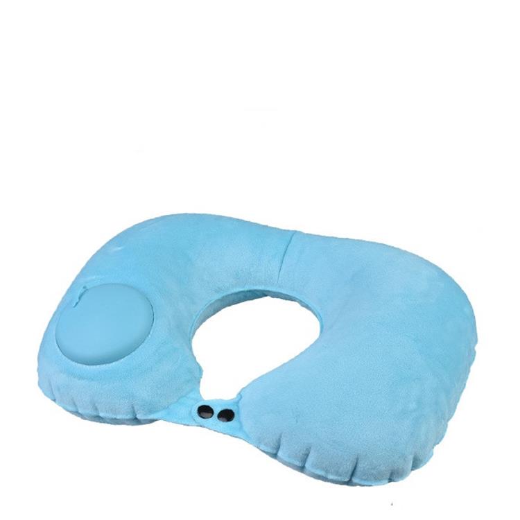 🚄Inflatable U-shaped Travel Pillow (Press Type) - Pump Included (30s Inflation) + Compact and Portable: Comfortable During Train/Car Travel!