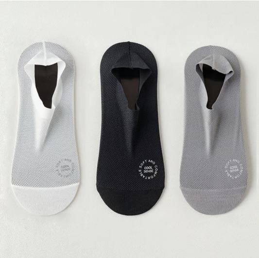 🔥 3-Pair Invisible Grip Socks Pack 🧦 – Breathable Low-Cut Anti-Slip Sweat-Absorbing Design