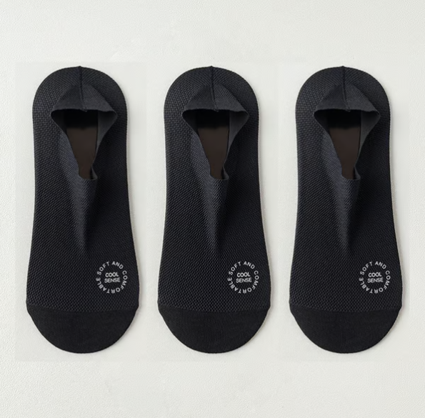 🔥 3-Pair Invisible Grip Socks Pack 🧦 – Breathable Low-Cut Anti-Slip Sweat-Absorbing Design