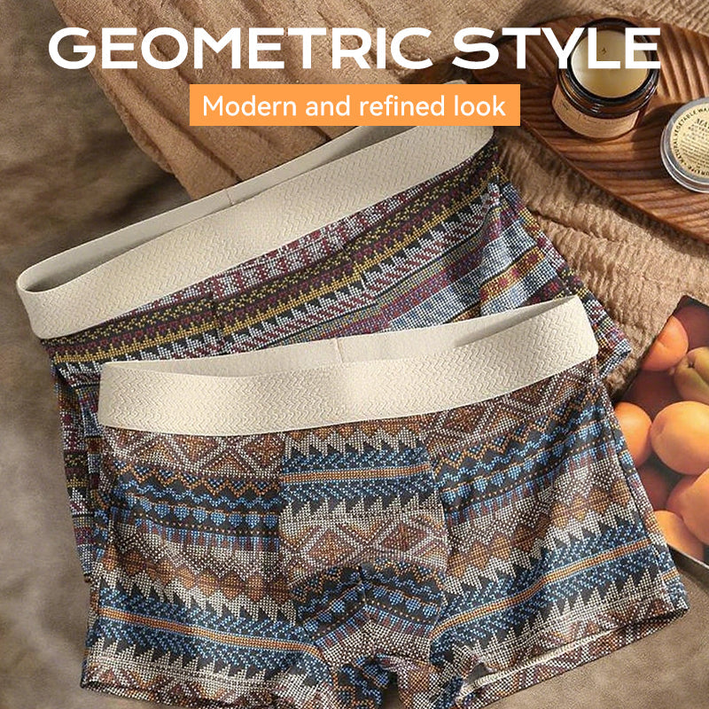 Men's Breathable Geometric Pattern Boxer Briefs（Buy 1 Get 1 Free）