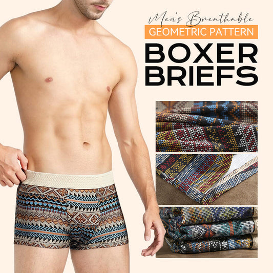 Men's Breathable Geometric Pattern Boxer Briefs（Buy 1 Get 1 Free）
